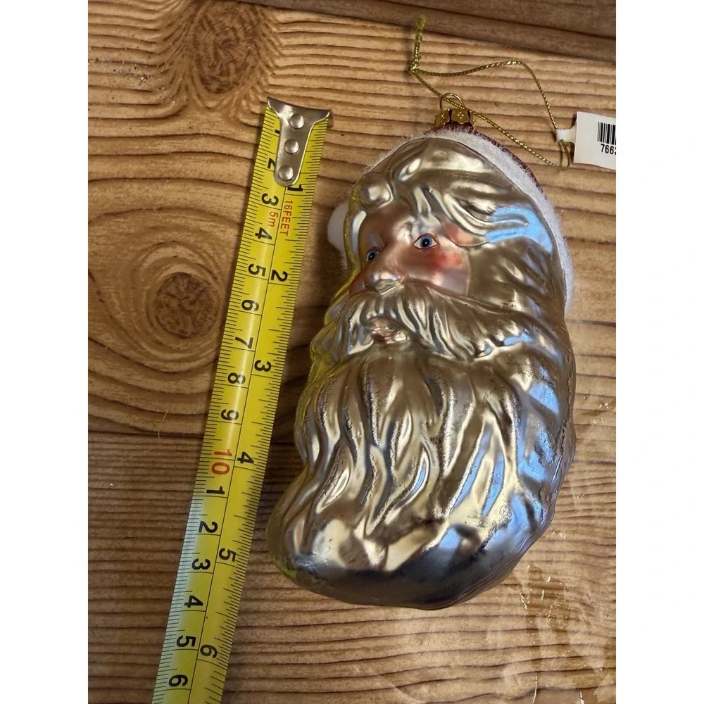 NEW Martha Stewart Santa Hat Head Glass Christmas Ornament